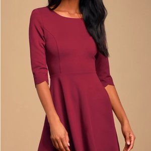Cumulonimbus Clouds Burgundy Skater Dress